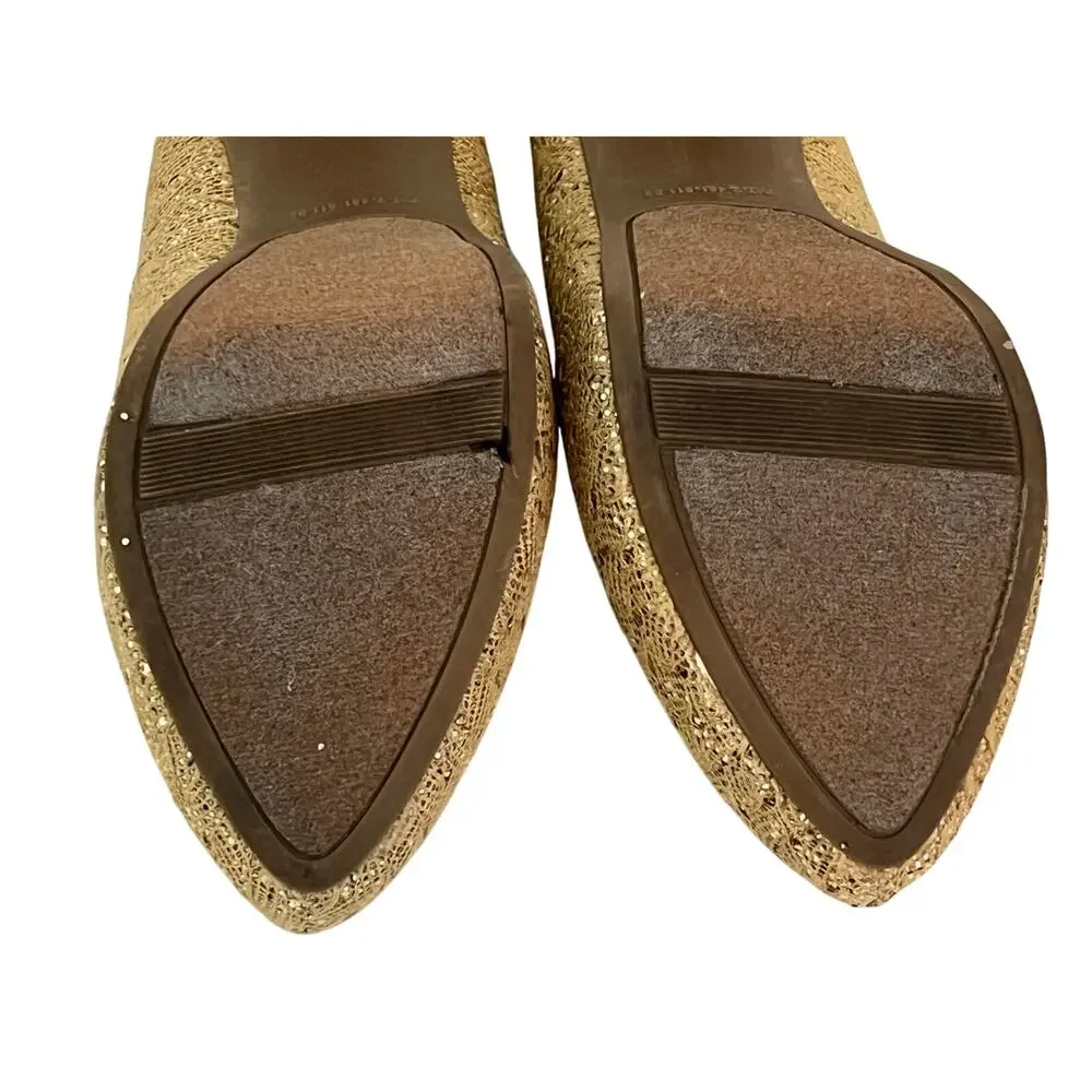 Carlos by Carlos Santana Love Gold Glitter Pumps Heels Size 8.5M Preowned in Box